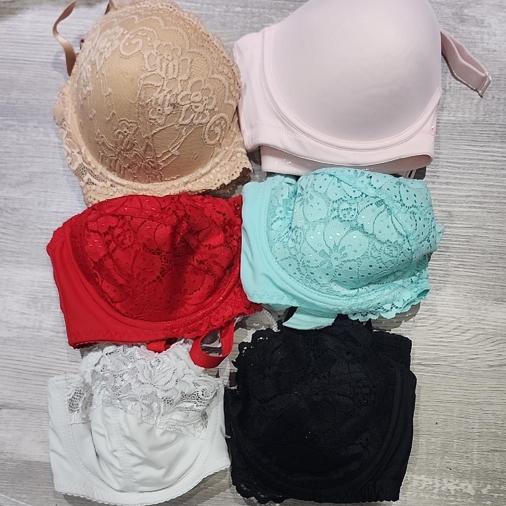 Lace Elegance Women's Bra Collection - Beige, Pink, Red, Mint, White, Black